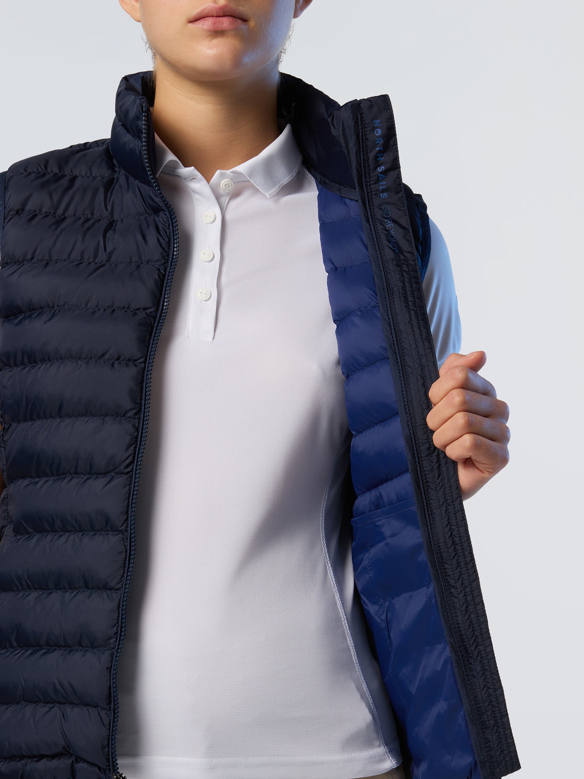 Navy quilted vest womens best sale