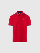 Polo shirt with collar lettering