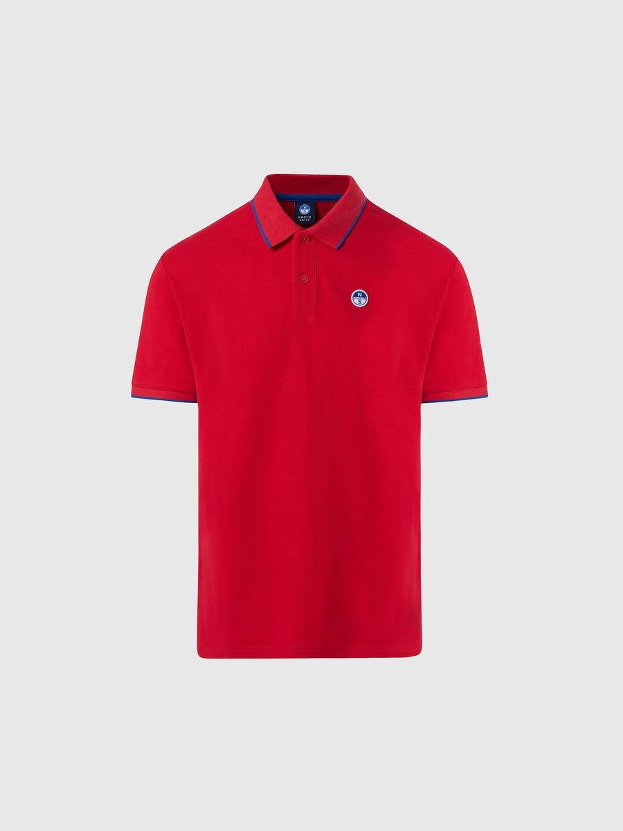 Polo shirt with collar lettering