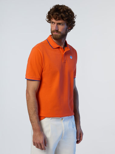 2 | Flame orange | polo-short-sleeve-collar-wstriped-in-contrast-692452