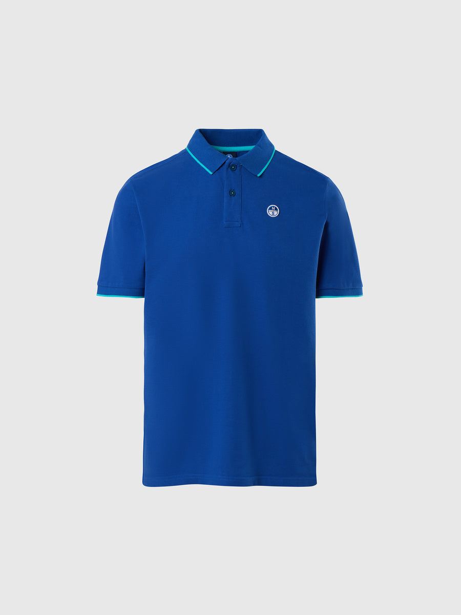 Polo shirt with collar lettering