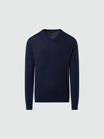 hover | Navy blue | v-neck-12gg-knitwear-699774