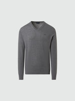 hover | Medium grey melange | v-neck-12gg-knitwear-699774