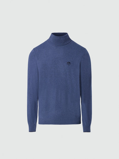 hover | China blue melange | turtle-neck-12gg-knitwear-699777