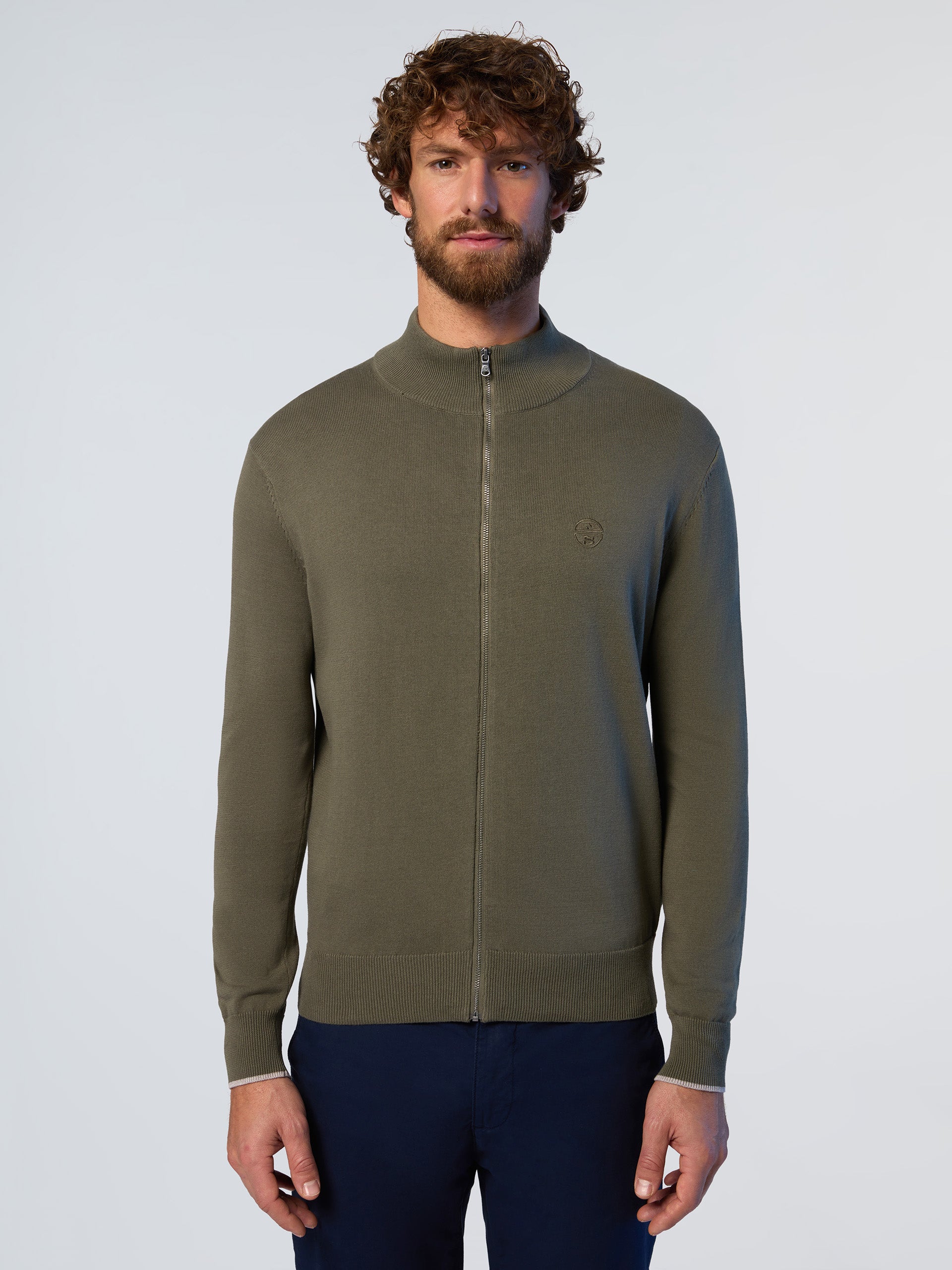 High-neck zipper sweater