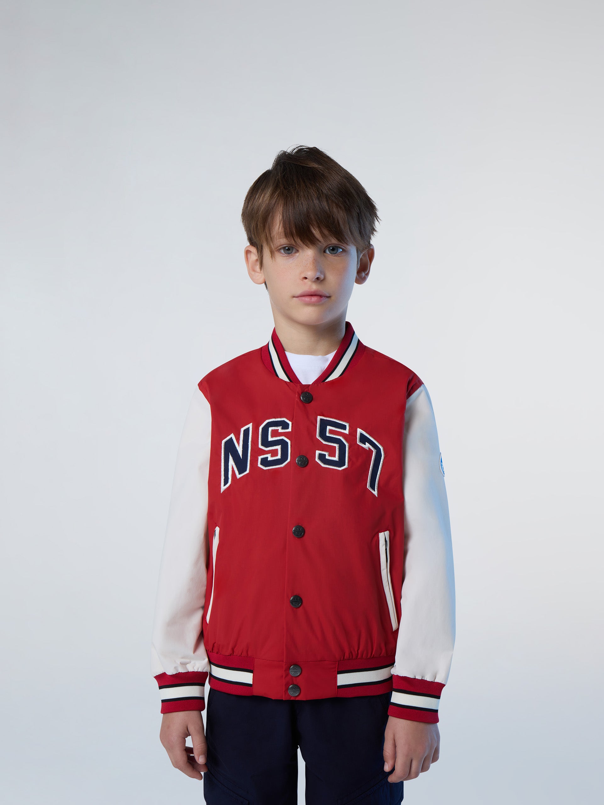 North Sails maglione rosso bambino in cotone con logo ricamato sul