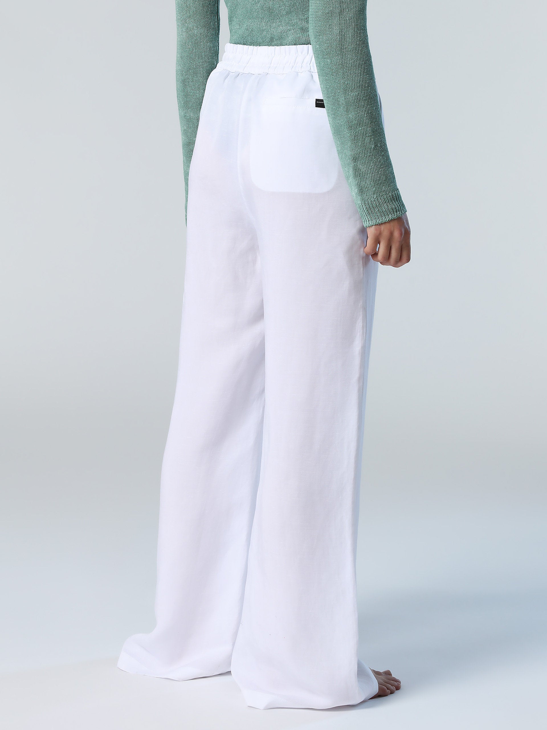 Straight-leg linen blend pants with an elastic waist - New - Women | Bershka