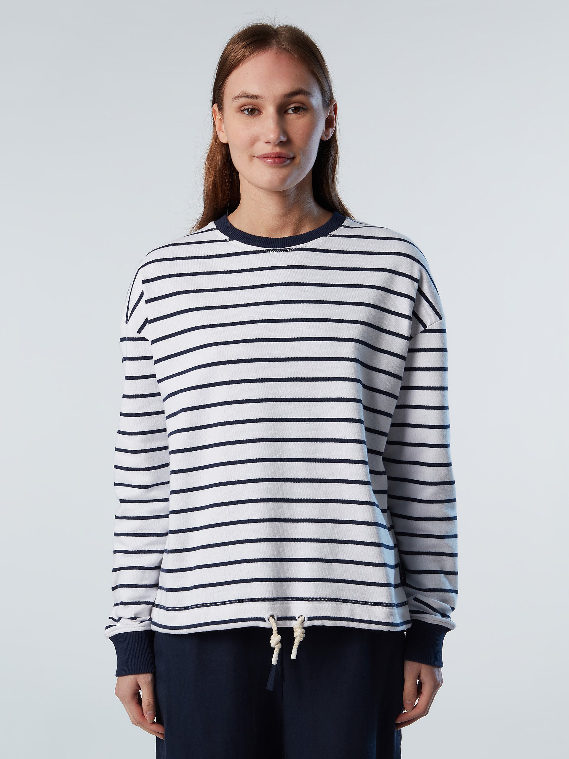 Striped drawstring sweatshirt