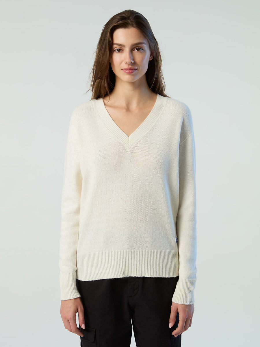 Navy Red Camel, Cashmere Color Block Sweater