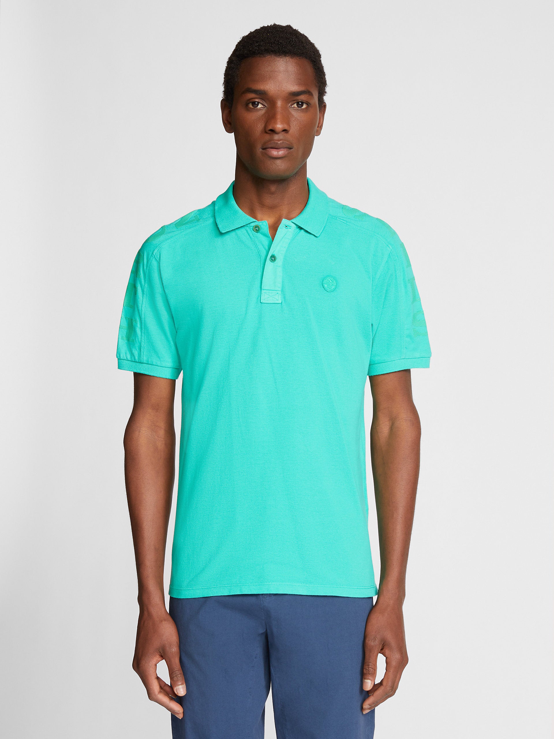 Polo shirt with jersey panels