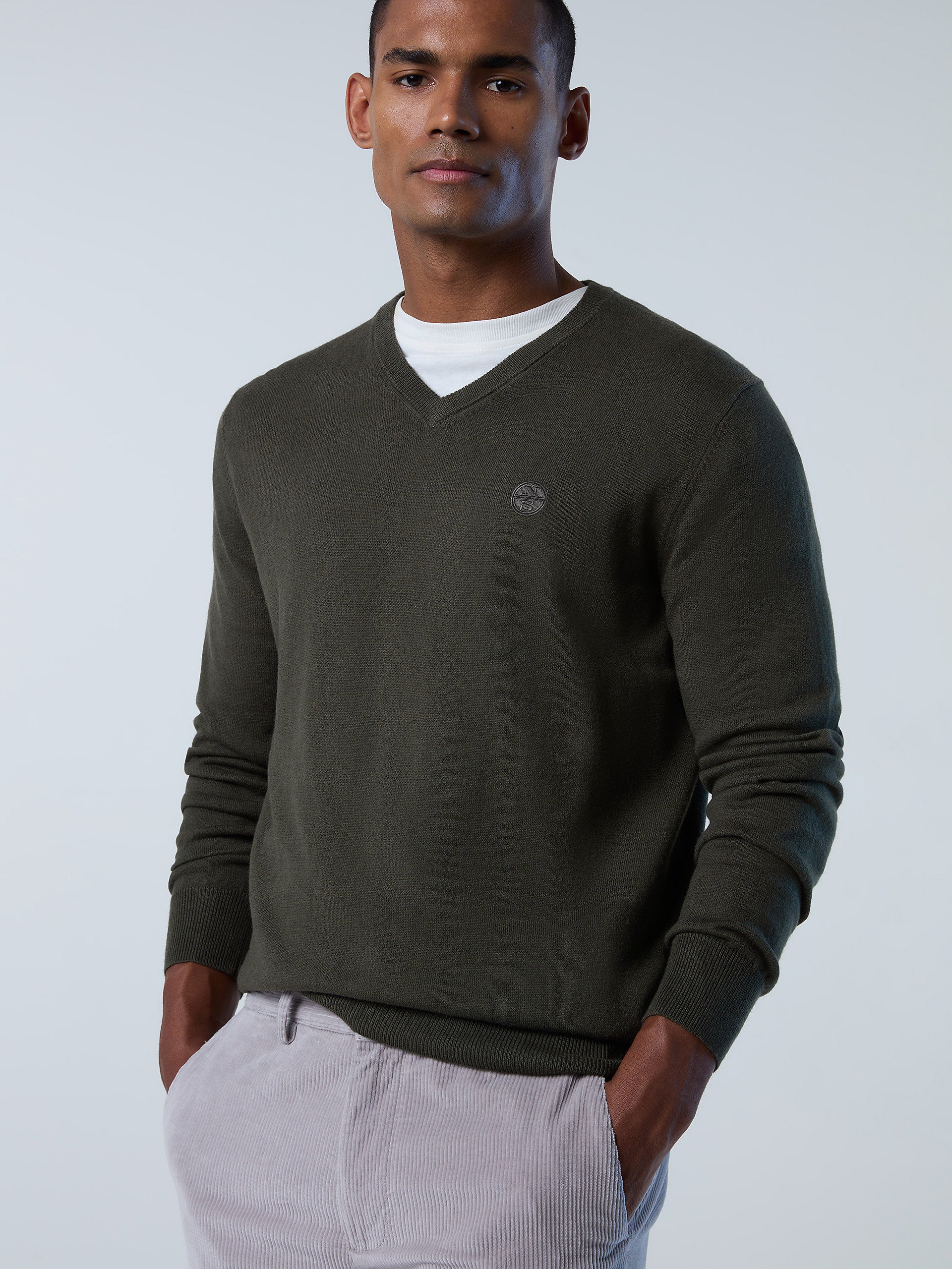 Men's v neck sales sweater with t shirt