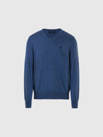 hover | Denim blue melange | v-neck-12gg-knitwear-699854
