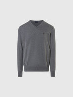 hover | Medium grey melange | v-neck-12gg-knitwear-699854