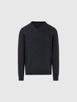 hover | Dark grey melange | v-neck-12-gg-knitwear-699860