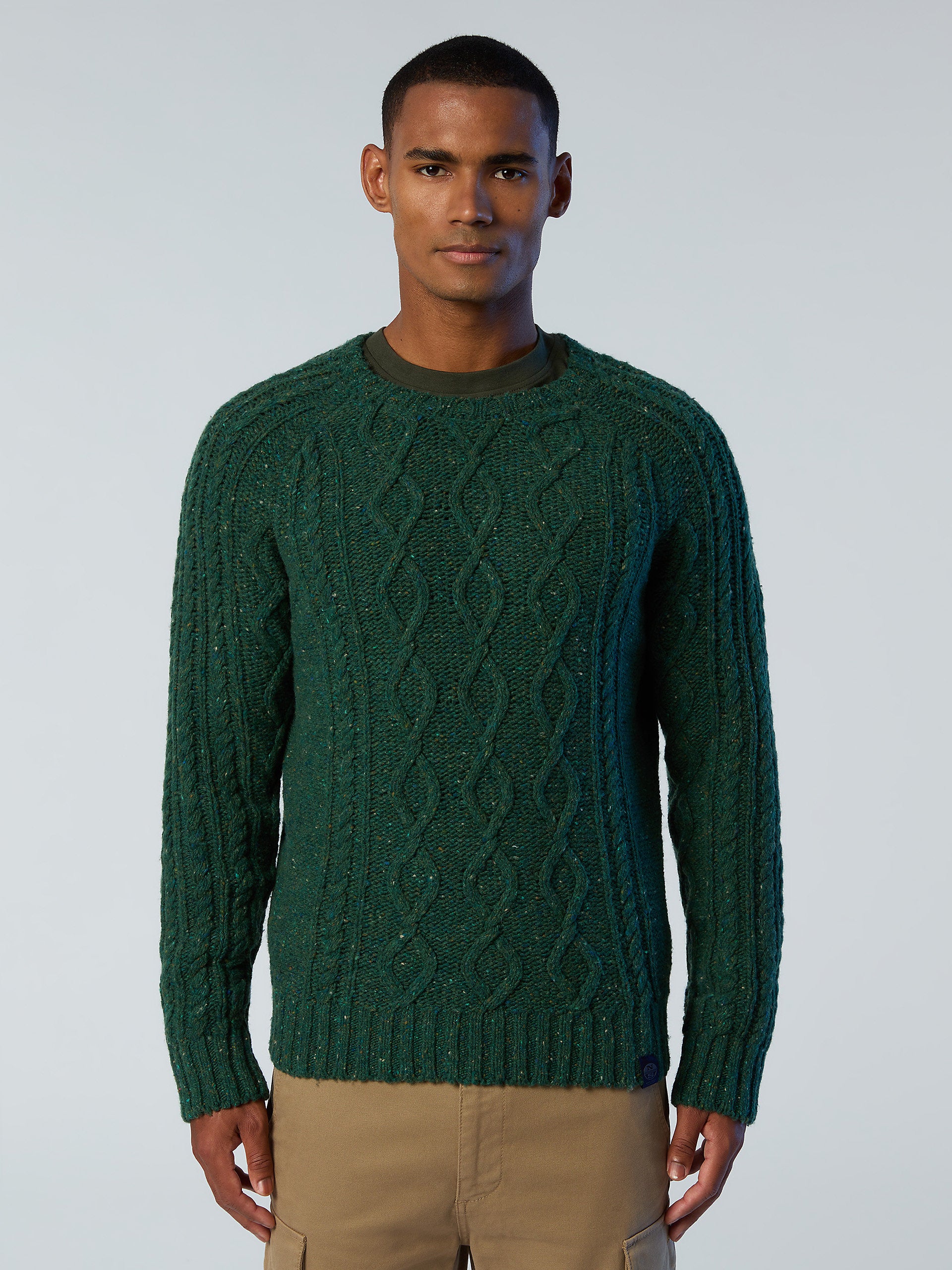 Green cable hot sale knit sweater